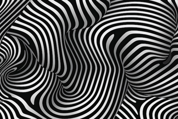 Ilustración de un fondo blanco y negro abstracto con líneas onduladas que fluyen IA generativa