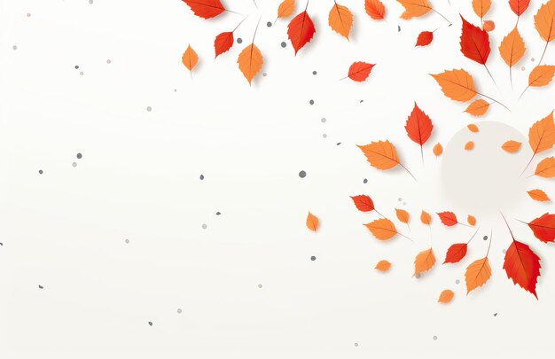 Foto ilustración de fondo blanco de otoño con algunas hojas amarillentas