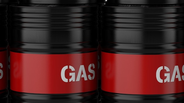 Foto ilustración de fondo blanco con render 3d de cilindro de gas de aceite combustible