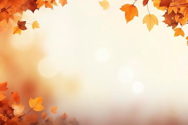 Ilustración de fondo bokeh de hojas de otoño