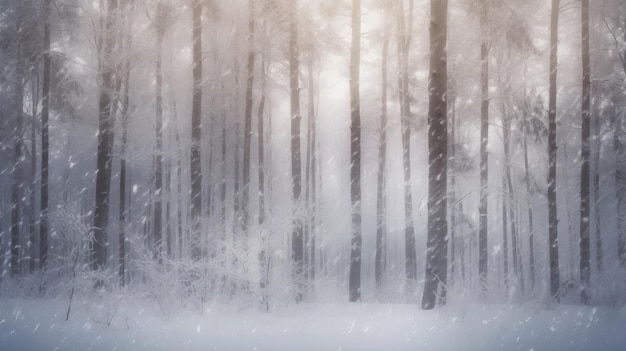 Ilustración de fondo de bosque de Navidad de invierno AI GenerativexA