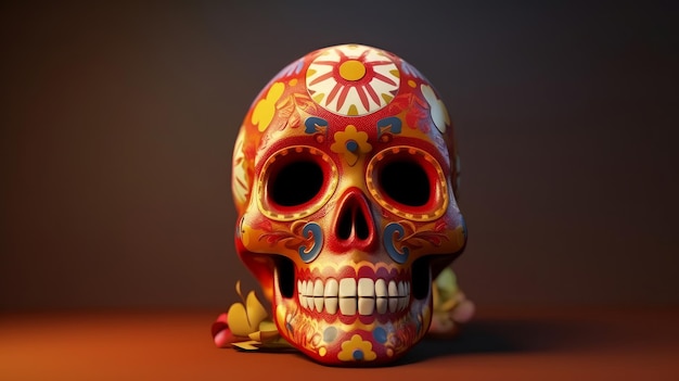 Ilustración de fondo de calavera de azúcar AI GenerativexA