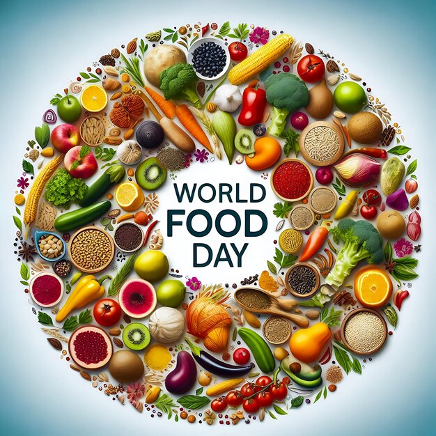 Ilustración de fondo del concepto del Día Mundial de la Alimentación Inteligencia Artificial Generativa