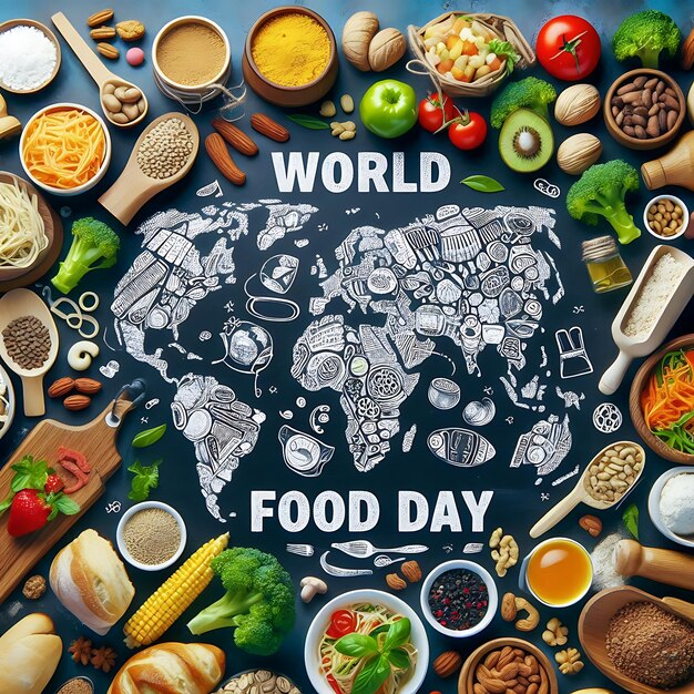 Ilustración de fondo del concepto del Día Mundial de la Alimentación Inteligencia Artificial Generativa