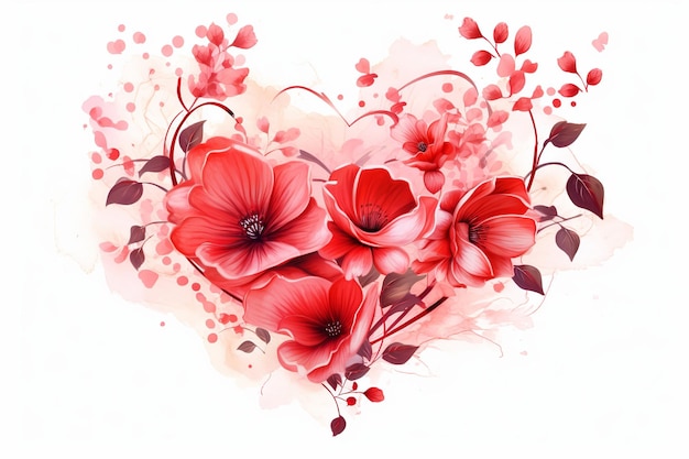 Ilustración para Fondo de corazones con ornamento de rizos en colores rojos