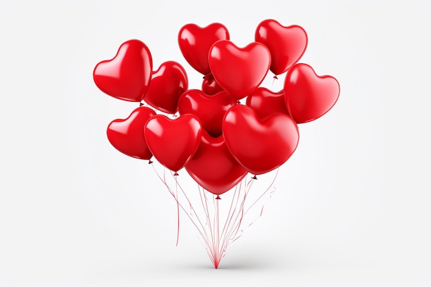Ilustración para Fondo de corazones con ornamento de rizos en colores rojos