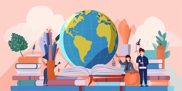Ilustración de fondo del Día Internacional de la Alfabetización en la Educación