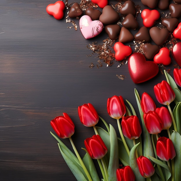 Ilustración del fondo del día de San Valentín con corazones de chocolate y