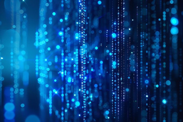 Ilustración de fondo digital azul abstracto con puntos y líneas de gradiente de grandes datos artificiales