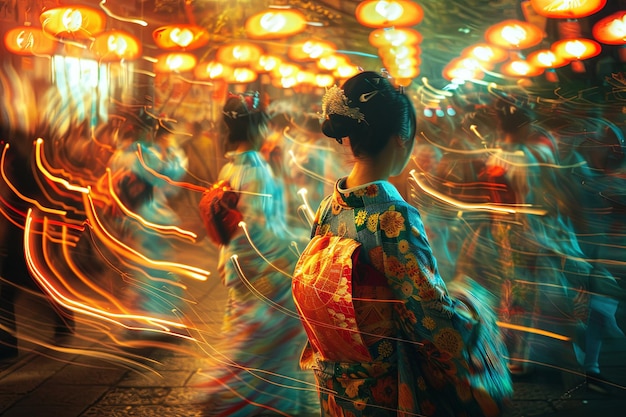 Foto ilustración de fondo del diseño abstracto del festival japonés de obon