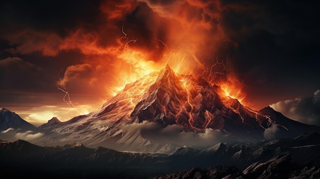 Foto ilustración de fondo de erupción ai generativexa