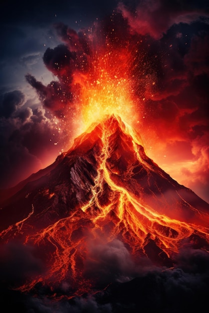 Ilustración de fondo de erupción AI GenerativexA