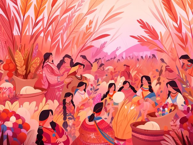 Ilustración El fondo del festival de la cosecha indio en rosa