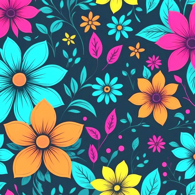 Ilustración de fondo floral de color brillante