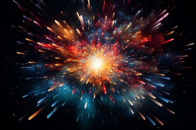 Foto ilustración de fondo de fuegos artificiales de explosión de estrellas