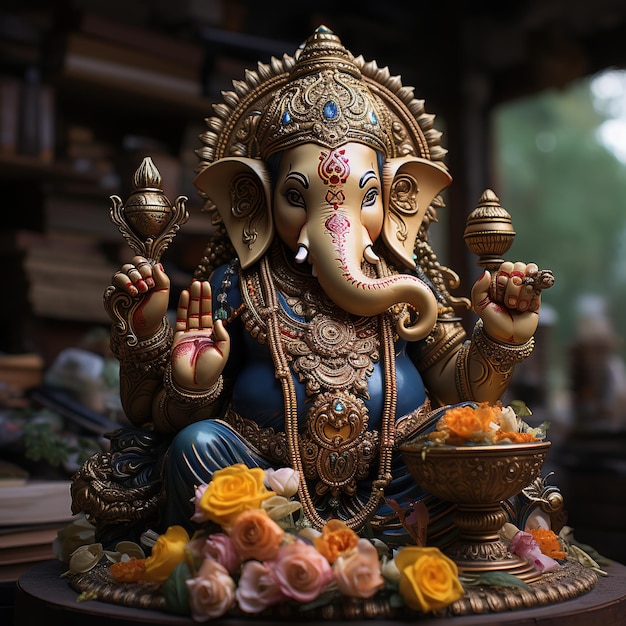 Ilustración del fondo de Ganesha para el feliz festival de Ganesh Chaturthi de la India Generative Ai