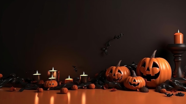 Ilustración Fondo de Halloween con espacio de copia Generativo Ai