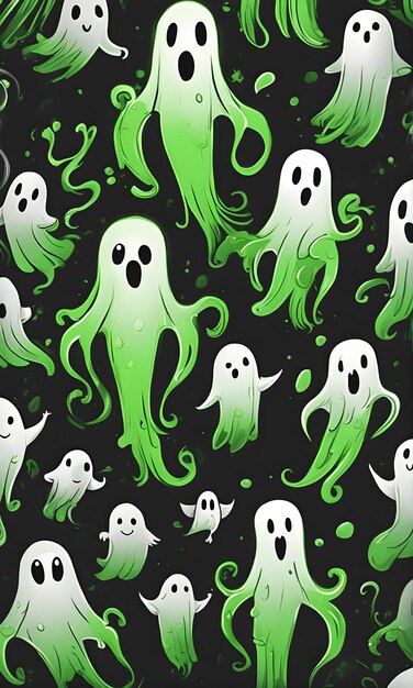 Foto ilustración de fondo de halloween del fantasma verde