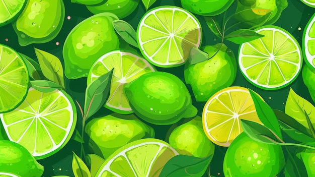 Ilustración De Fondo Horizontal De Fruta De Lima Orgánica Fresca