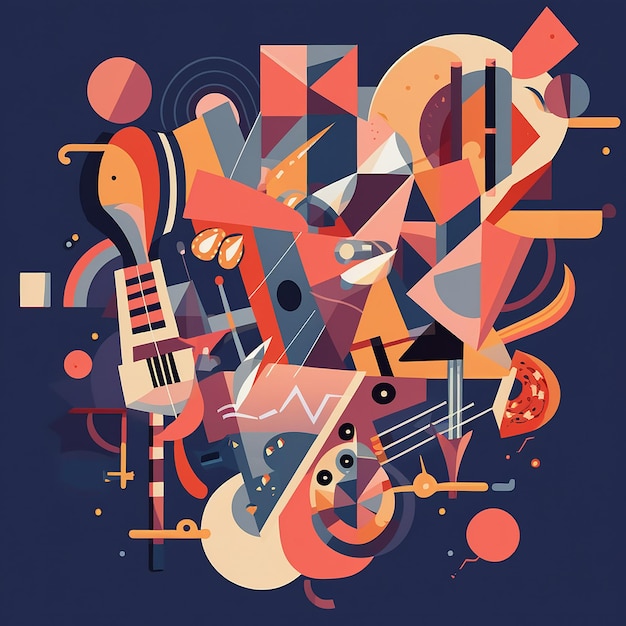 Ilustración de fondo ilustrada de música abstracta IA generativa