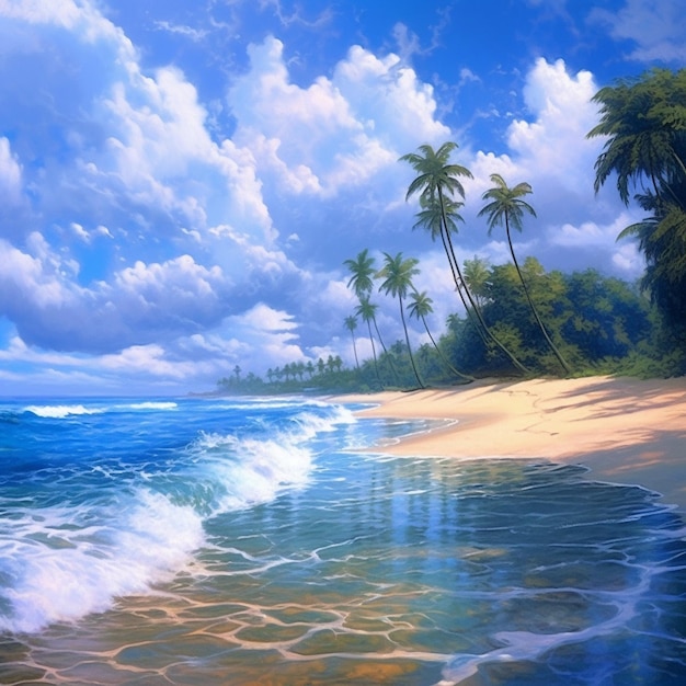 Ilustración de fondo de una isla de playa tropical de verano