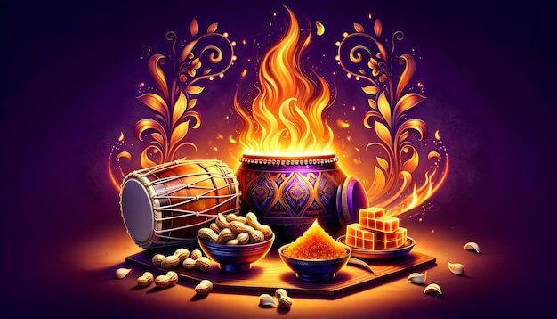 Ilustración del fondo de lohri