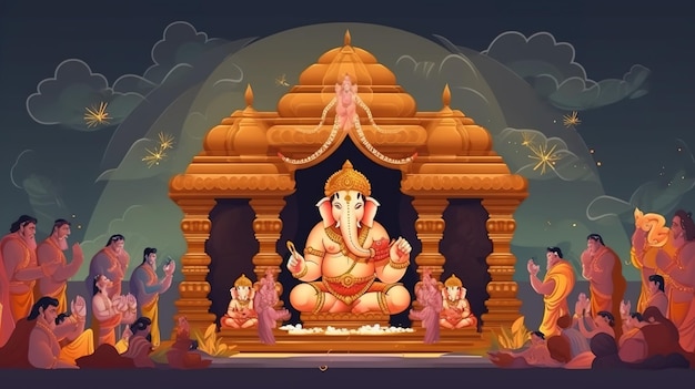 Ilustración del fondo de Lord Ganpati para Ganesh Chaturthi