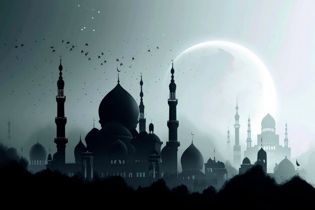 Ilustración de fondo de mezquitas y temas religiosos