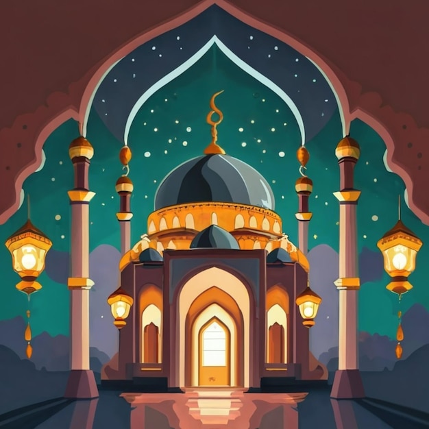 Ilustración de fondo de la noche de la linterna de Ramadán