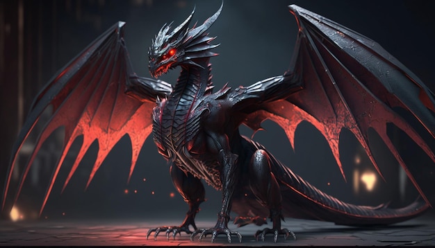 Ilustración de fondo de paisaje 3d dragón