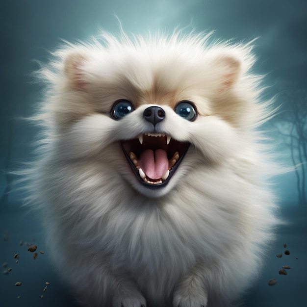 Ilustración del fondo de pantalla de animación de Pomerania de dibujos animados al estilo