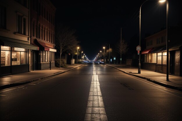 Foto ilustración de fondo de pantalla de vista de calle de luces de calle tenues de intersección de carreteras de la ciudad