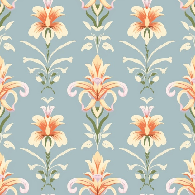 Ilustración de fondo de papel tapiz de patrón floral sin costuras IA generativa