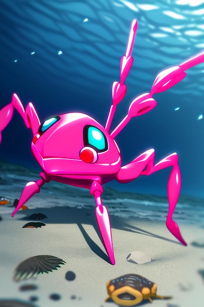 Ilustración de fondo de papel tapiz de vida marina de cangrejo rosado submarino