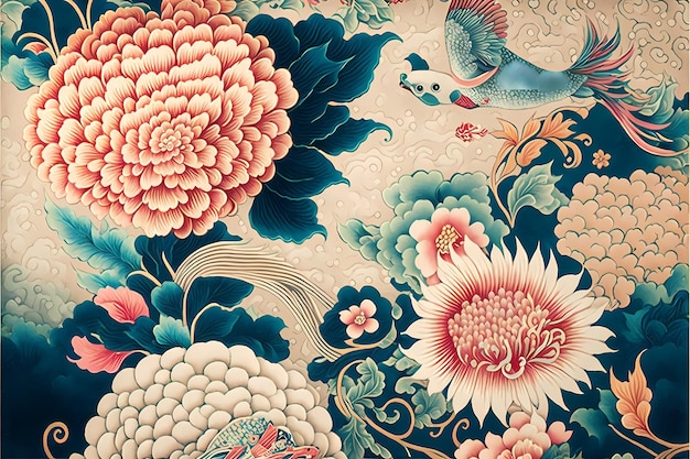 Ilustración de fondo de patrón de arte japonés, diseño de cultura tradicional y oriental