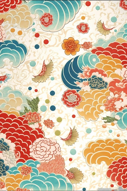 Ilustración de fondo de patrón de arte japonés, diseño de cultura tradicional y oriental