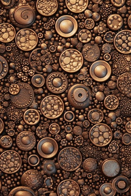 Ilustración de un fondo con un patrón de botones de madera marrones
