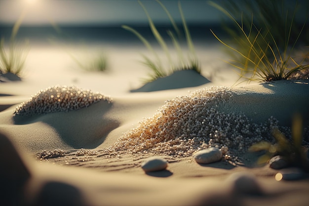 Ilustración de fondo de playa de arena de verano AI generativo