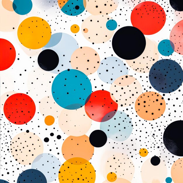 Ilustración de fondo de puntos de polca redondos y coloridos para tarjetas de papel tapiz o decoración de fiestas