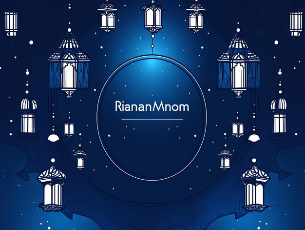 Foto ilustración del fondo de ramadán en azul