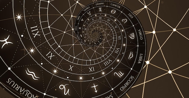 Ilustración de fondo de signos de astrología y alquimia