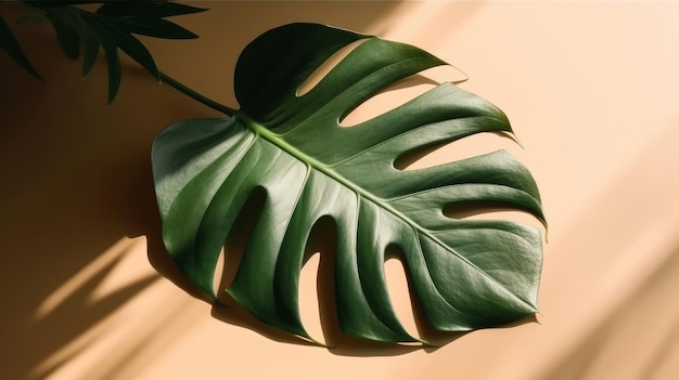 Foto ilustración de fondo de sombra de hoja de monstera ai generativexa