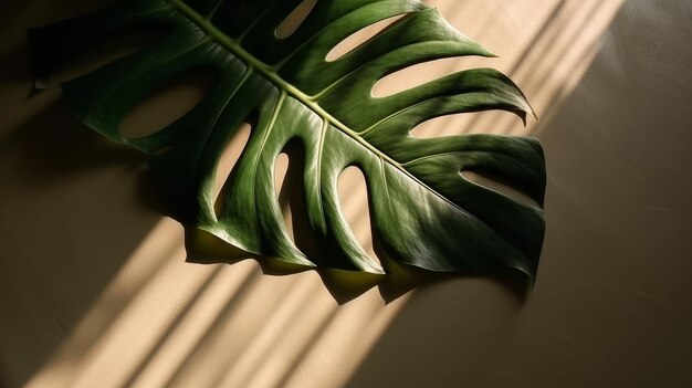 Foto ilustración de fondo de sombra de hoja de monstera ai generativexa