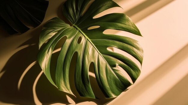 Foto ilustración de fondo de sombra de hoja de monstera ai generativexa