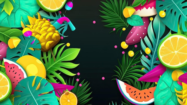 Foto ilustración de fondo tropical de verano ai generativexa