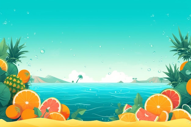 Ilustración de fondo de verano Una hermosa escena de playa creada con IA generativa