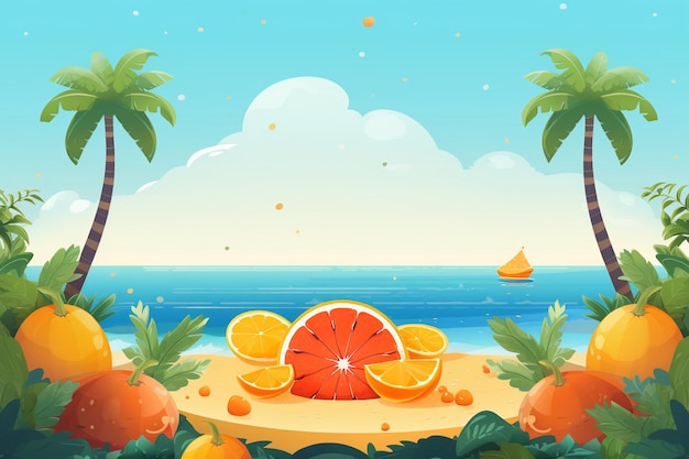 Ilustración de fondo de verano Una hermosa escena de playa creada con IA generativa