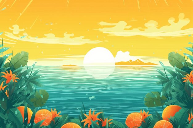 Ilustración de fondo de verano Una hermosa escena de playa creada con IA generativa