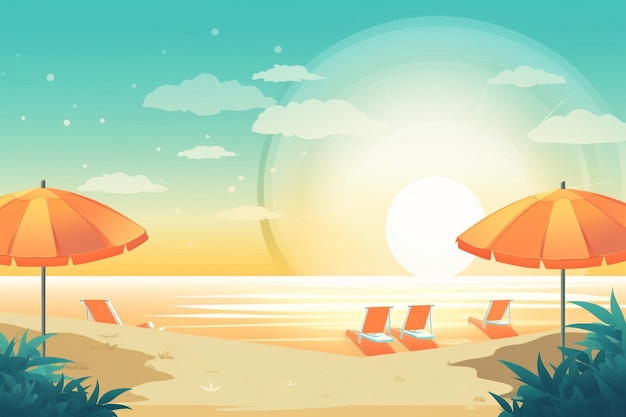 Ilustración de fondo de verano Una hermosa escena de playa creada con IA generativa