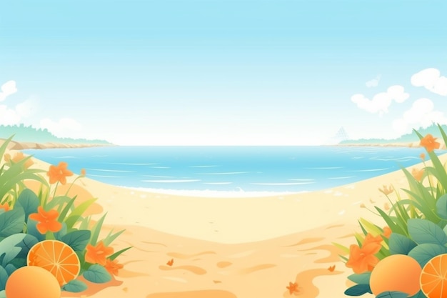 Ilustración de fondo de verano Una hermosa escena de playa creada con IA generativa